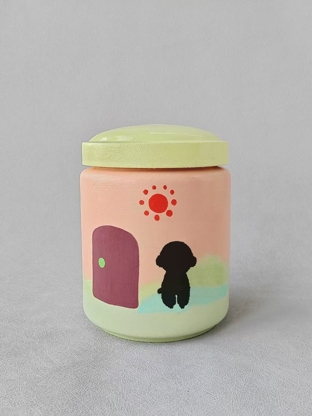 Customized Hand-Painted Ceramic Pet Urn – Unique Pet Souvenirs, Memorial Jar for Beloved Pets