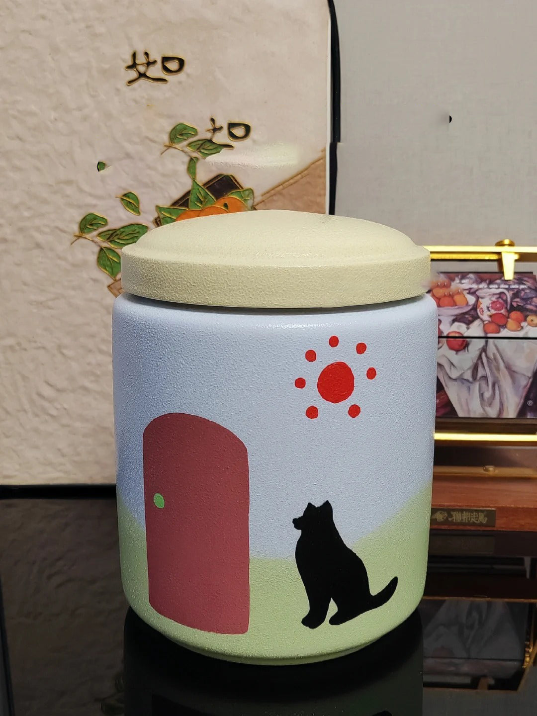 Customized Hand-Painted Ceramic Pet Urn – Unique Pet Souvenirs, Memorial Jar for Beloved Pets