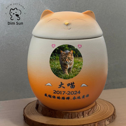 Kitten Cat Dog Puppy Urn Pet Custom Pattern Hand-painted Memorial Funeral Urn Souvenir