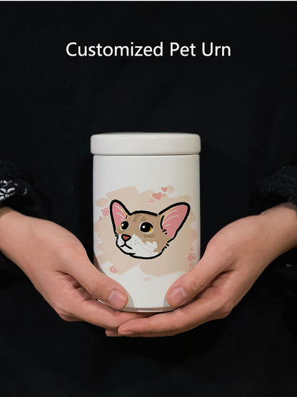 Custom Drawing Cat Kitten Urn Pet Custom Hand Painting Memorial Funeral Pet Urn