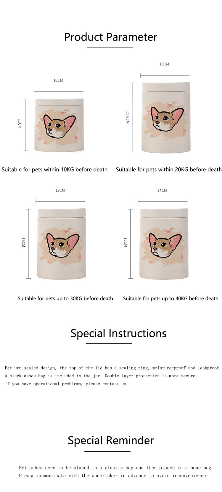 Custom Drawing Cat Kitten Urn Pet Custom Hand Painting Memorial Funeral Pet Urn