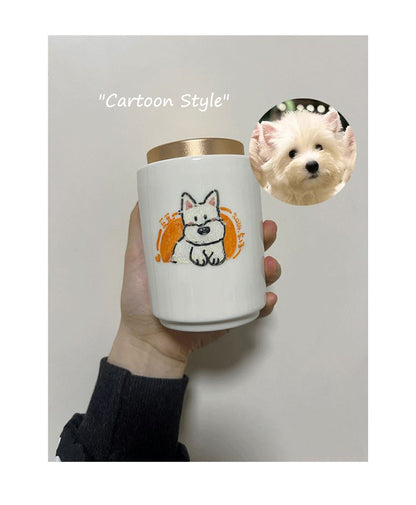 High-end Commemorative Pet Hand Painting Pet Funeral Urn Memorial