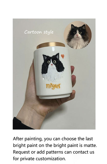 High-end Commemorative Pet Hand Painting Pet Funeral Urn Memorial