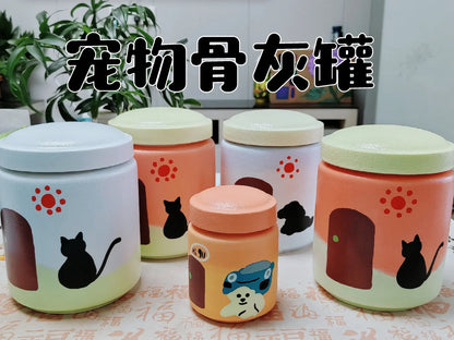 Customized Hand-Painted Ceramic Pet Urn – Unique Pet Souvenirs, Memorial Jar for Beloved Pets