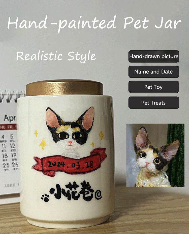 High-end Commemorative Pet Hand Painting Pet Funeral Urn Memorial