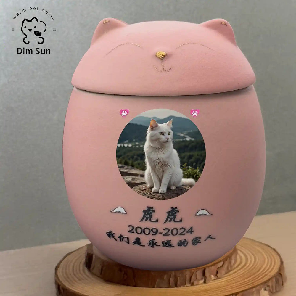 Kitten Cat Dog Puppy Urn Pet Custom Pattern Hand-painted Memorial Funeral Urn Souvenir