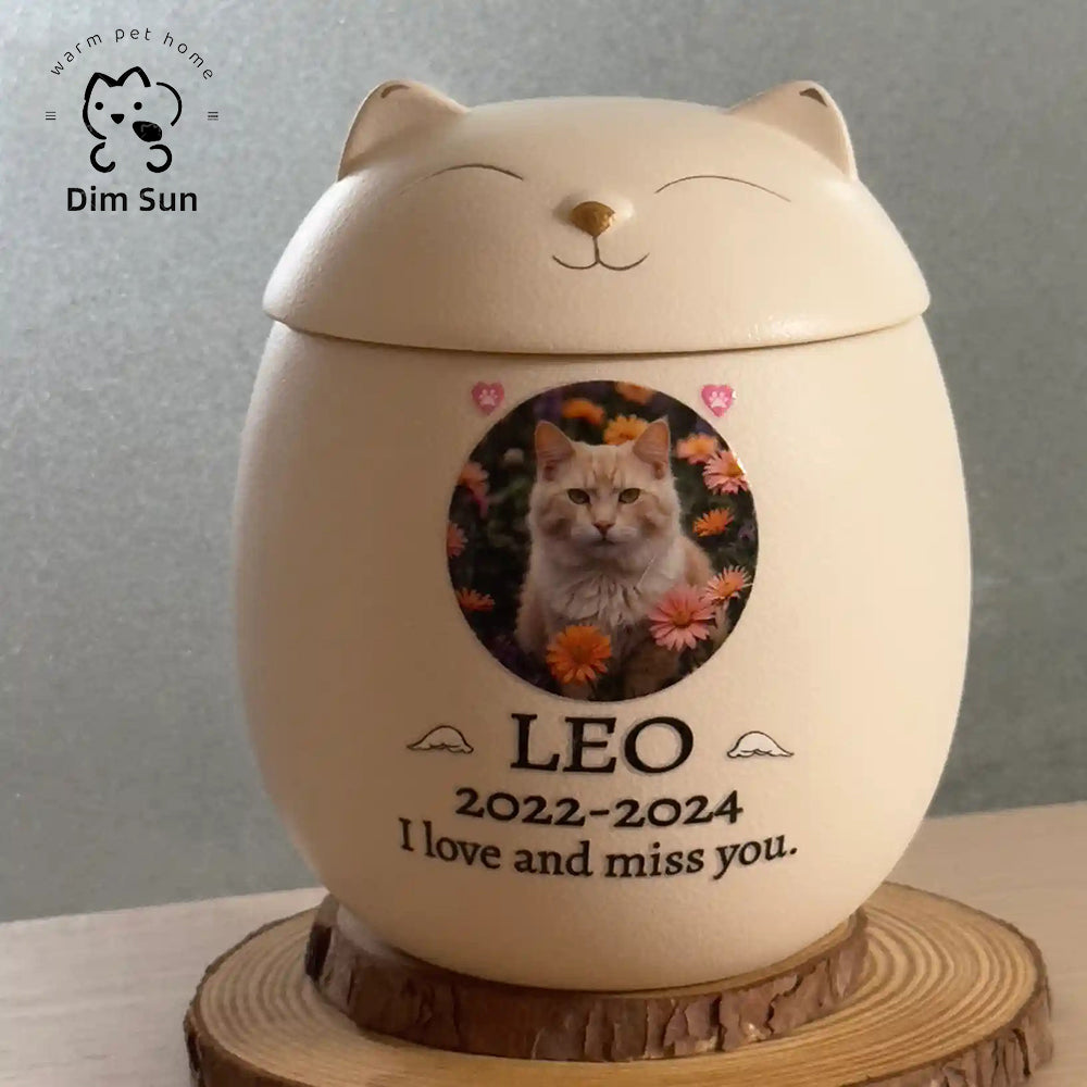 Kitten Cat Dog Puppy Urn Pet Custom Pattern Hand-painted Memorial Funeral Urn Souvenir