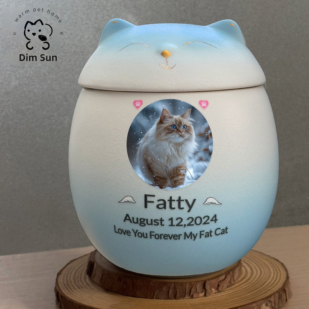 Kitten Cat Dog Puppy Urn Pet Custom Pattern Hand-painted Memorial Funeral Urn Souvenir